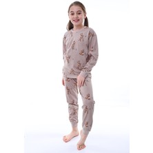 %100 Pamuk Ceylan Desenli Garson Boy Kız Çocuk Pijama Takımı