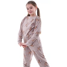 %100 Pamuk Ceylan Desenli Garson Boy Kız Çocuk Pijama Takımı
