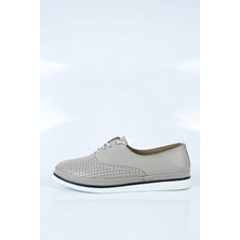 Aktaş Ayakkabı Kadın Gri Deri Babet Ayakkabı