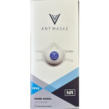 Ant Beyaz Ventilli FFP2 Nr Boya Konik Maske - 25 Adetlik 10 Paket