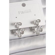 Callerrons Accessories Pirinç Gümüş Renk Zirkon Taşlı Damla Model Kadın Küpe - EBJ241228W30241