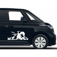 Sticker Usta Dağ Kamp Orman Doğa Manzara 4x4 Offroad Sticker Araba Oto Karavan Etiket 02155