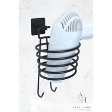 Atacı Home Yapışkanlı 5'li Siyah Uzun Havlu Fön Askısı Wc Tuvalet Kağıtlık Rulo Havluluk Askı Banyo Mutfak Seti