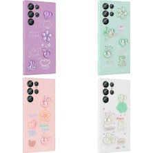 ZORE Samsung Galaxy S22 Ultra Kılıf Kabartma Figürlü Parlak Zore Toys Silikon Kapak-Pembe