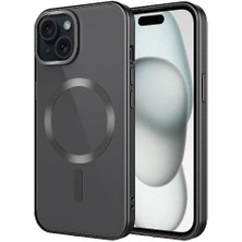 ZORE Apple iPhone 15 Plus Kılıf Mat Tasarımlı Magsafe Wireless Şarj Özellikli Zore Mat Setro Kapak-Siyah