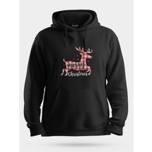 Nirvoda Merry Christmas Yılbaşı Geyiği Unisex Kapüşonlu Sweatshirt