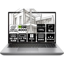 Hp Zbook Fury 16 G11 Intel Core I9-14900HX 96GB 12TB SSD Rtx 4000 Ada 12GB 16" Fhd Windows 11 Pro Taşınabilir Iş Istasyonu 5F9D3ES-A15