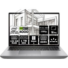 Hp Zbook Fury 16 G11 Intel Core I9-14900HX 192GB 1tb SSD Rtx 4000 Ada 12GB 16" Fhd Windows 11 Pro Taşınabilir Iş Istasyonu 5F9D3ES-A21