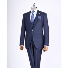 Italyan Stil Ceket Yelek Pantolon Takım Elbise Lacivert T12013
