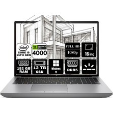 Hp Zbook Fury 16 G11 Intel Core I9-14900HX 192GB 12TB SSD Rtx 4000 Ada 12GB 16" Fhd Windows 11 Pro Taşınabilir Iş Istasyonu 5F9D3ES-A25