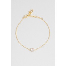 Sedef Kalbi 18 Ayar Sarı Altın Kaplama 19 cm Gümüş Minimal Bileklik