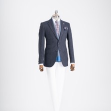 Italyan Stil Slim Fit Mono Yaka Erkek Tek Ceket Lacivert T13349