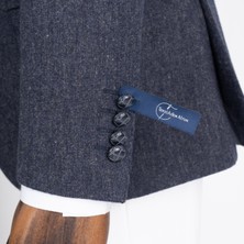 Italyan Stil Slim Fit Mono Yaka Erkek Tek Ceket Lacivert T13349