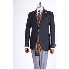 Italyan Stil Slim Fit Sivri Yaka Erkek Ceket Siyah T13235