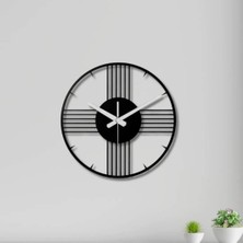 Artera Design Metal Duvar Saati Minimal Çizgiler Siyah Metal Duvar Saati Dekoratif Saat
