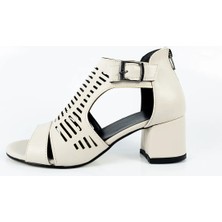 Kadın Bej Kalın Topuklu Abiye Ayakkabı