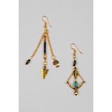 Lila Rosa Çapa Figürlü Etnik Otantik Küpe