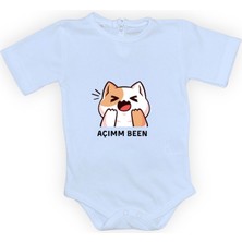 Mnk Baby & Kids Açım Ben Kedi Baskılı Bebek Kısa Kol Body Zıbın Çıtçıtlı Badi MNK0631