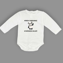 Mnk Baby & Kids Minik Pandanız Ayağınıza Geldii Baskılı Bebek Body Zıbın Çıtçıtlı Badi