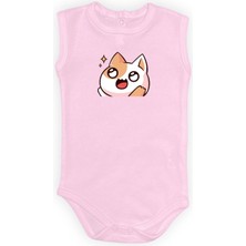 Mnk Baby & Kids Gözleri Parlayan Kedi Baskılı Bebek Body Zıbın Çıtçıtlı Badi