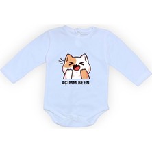 Mnk Baby & Kids Açım Ben Kedi Baskılı Bebek Uzun Kol Body Zıbın Çıtçıtlı Badi MNK0631