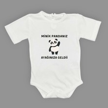 Mnk Baby & Kids Minik Pandanız Ayağınıza Geldii Baskılı Bebek Body Zıbın Çıtçıtlı Badi