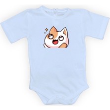 Mnk Baby & Kids Gözleri Parlayan Kedi Baskılı Bebek Body Zıbın Çıtçıtlı Badi