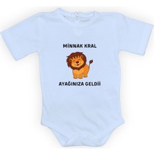 Mnk Baby & Kids Minnak Kral Ayağınıza Geldii Baskılı Bebek Body Zıbın Çıtçıtlı Badi