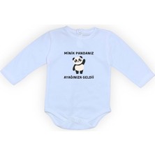Mnk Baby & Kids Minik Pandanız Ayağınıza Geldii Baskılı Bebek Body Zıbın Çıtçıtlı Badi