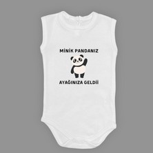 Mnk Baby & Kids Minik Pandanız Ayağınıza Geldii Baskılı Bebek Body Zıbın Çıtçıtlı Badi