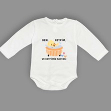 Mnk Baby & Kids Ben Keyfim ve Keyfimin Kahyası Baskılı Uzun Kollu Bebek Body Zıbın Çıtçıtlı Badi MNK0632