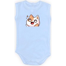 Mnk Baby & Kids Gözleri Parlayan Kedi Baskılı Bebek Body Zıbın Çıtçıtlı Badi