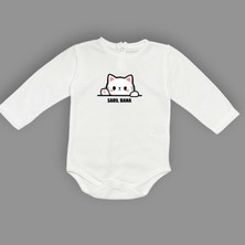 Mnk Baby & Kids Sarıl Bana Kedi Baskılı Bebek Body Zıbın Çıtçıtlı Badi