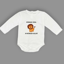 Mnk Baby & Kids Minnak Kral Ayağınıza Geldii Baskılı Bebek Body Zıbın Çıtçıtlı Badi