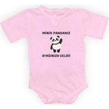 Mnk Baby & Kids Minik Pandanız Ayağınıza Geldii Baskılı Bebek Body Zıbın Çıtçıtlı Badi