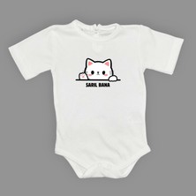Mnk Baby & Kids Sarıl Bana Kedi Baskılı Bebek Body Zıbın Çıtçıtlı Badi
