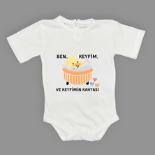 Mnk Baby & Kids Ben Keyfim ve Keyfimin Kahyası Baskılı Kısa Kollu Bebek Body Zıbın Çıtçıtlı Badi MNK0632