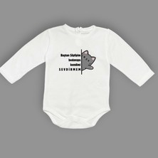 Mnk Baby & Kids Baştan Söyliyim Kedi Baskılı Bebek Body Zıbın Çıtçıtlı Badi
