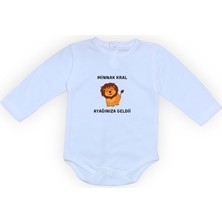 Mnk Baby & Kids Minnak Kral Ayağınıza Geldii Baskılı Bebek Body Zıbın Çıtçıtlı Badi