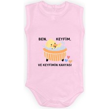 Mnk Baby & Kids Ben Keyfim ve Keyfimin Kahyası Baskılı Kolsuz Bebek Body Zıbın Çıtçıtlı Badi MNK0632