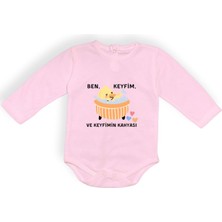 Mnk Baby & Kids Ben Keyfim ve Keyfimin Kahyası Baskılı Uzun Kollu Bebek Body Zıbın Çıtçıtlı Badi MNK0632