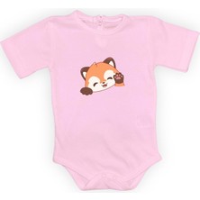 Mnk Baby & Kids Sevimli Tilki Baskılı Bebek Body Zıbın Çıtçıtlı Badi