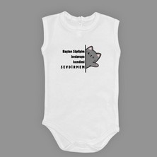 Mnk Baby & Kids Baştan Söyliyim Kedi Baskılı Bebek Body Zıbın Çıtçıtlı Badi