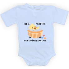 Mnk Baby & Kids Ben Keyfim ve Keyfimin Kahyası Baskılı Kısa Kollu Bebek Body Zıbın Çıtçıtlı Badi MNK0632
