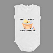 Mnk Baby & Kids Ben Keyfim ve Keyfimin Kahyası Baskılı Kolsuz Bebek Body Zıbın Çıtçıtlı Badi MNK0632