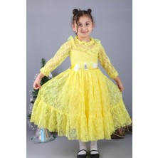 Mnk Baby & Kids Çiçek Motif Dantelli Çocuk Tesettür Elbise MNK0580