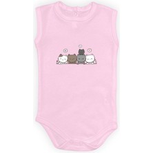 Mnk Baby & Kids Sevimli Kediler Baskılı Bebek Body Zıbın Çıtçıtlı Badi