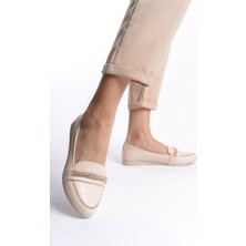 Kadın Emil Shoes Krem Taş Detaylı Günlük Babet