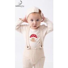 Bebicix Mantar Nakışlı Salopet Bereli  Alttan Çıtçıtlı Badi 3lü  Bebek Takım