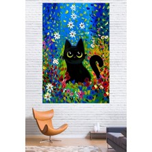 Vendini Çiçekler Arasındaki Minik Kedi Duvar Örtüsü Duvar Halısı Wall Tapestry